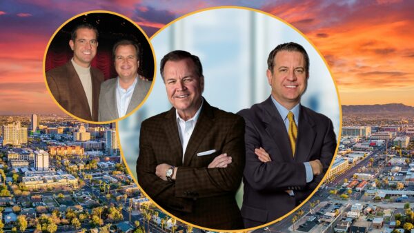 Dave Cheatham and Darren Pitts of Velocity Retail Group celebrating 30 years of partnership in Arizona retail real estate.