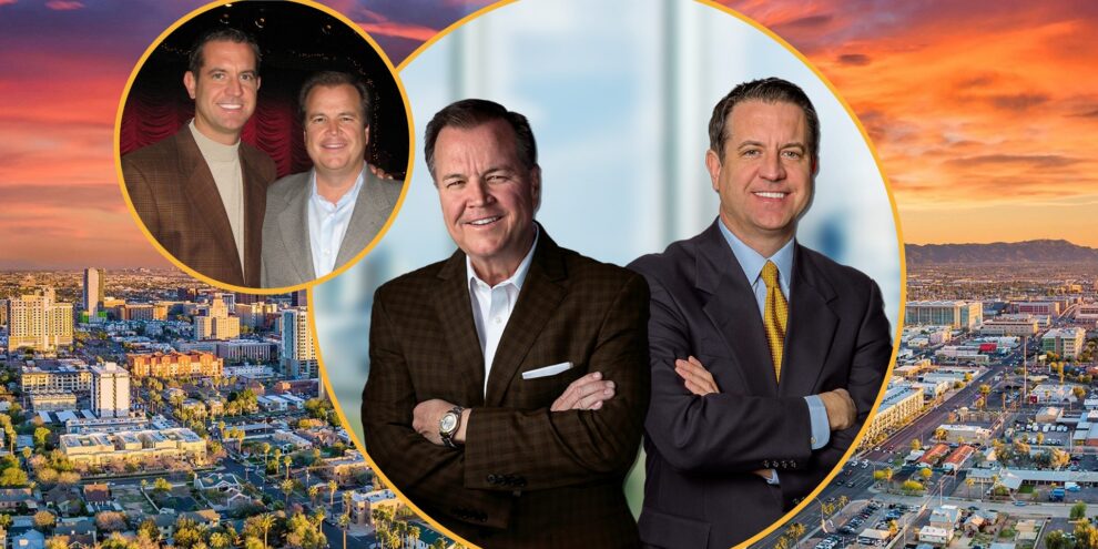 Dave Cheatham and Darren Pitts of Velocity Retail Group celebrating 30 years of partnership in Arizona retail real estate.